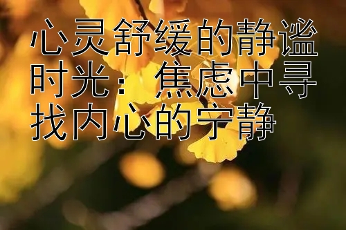 心灵舒缓的静谧时光：焦虑中寻找内心的宁静