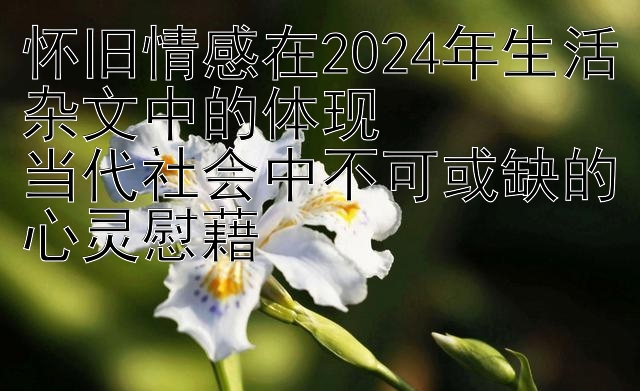 怀旧情感在2024年生活杂文中的体现  
当代社会中不可或缺的心灵慰藉