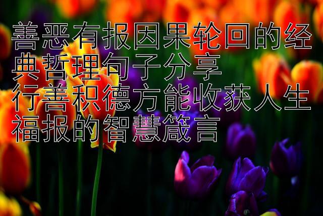 善恶有报因果轮回的经典哲理句子分享  
行善积德方能收获人生福报的智慧箴言