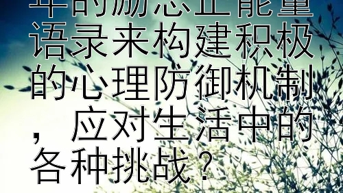 如何运用 2024 年的励志正能量语录来构建积极的心理防御机制，应对生活中的各种挑战？